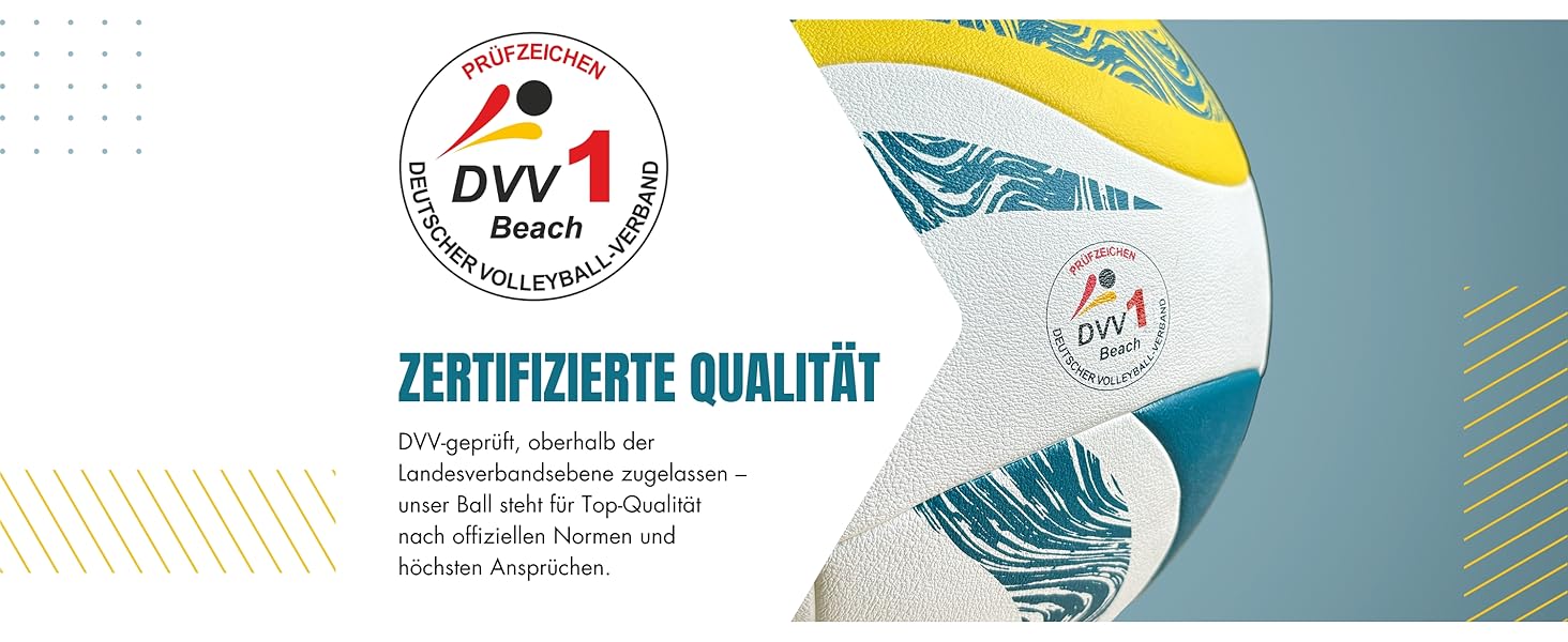 Волейбольний м'яч SunPro для пляжного волейболу, сертифікований DVV, розмір 5, м'яка мікрофібра, PU поверхня - для пляжного та вуличного спорту, подарунок (без насоса)