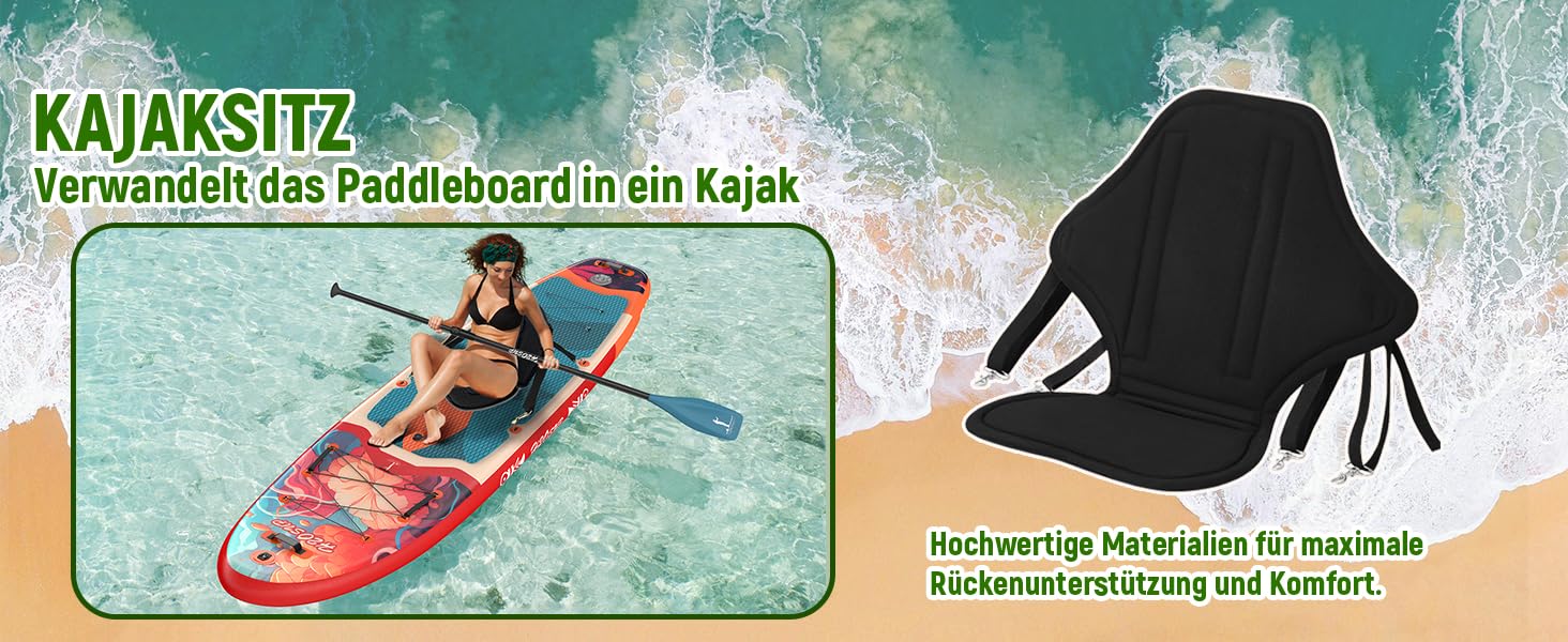 Надувний SUP-борд 15 см, з рюкзаком та аксесуарами, зелений - Дошка для Stand Up Paddling