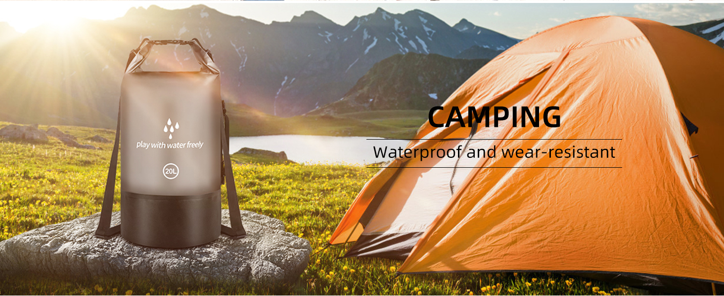 Водонепроникний мішок Drysack 20 л Roll-Top з кишенею для телефону – для каякінгу, човнів, походів, рафтингу, плавання, кемпінгу та риболовлі (Чорний)