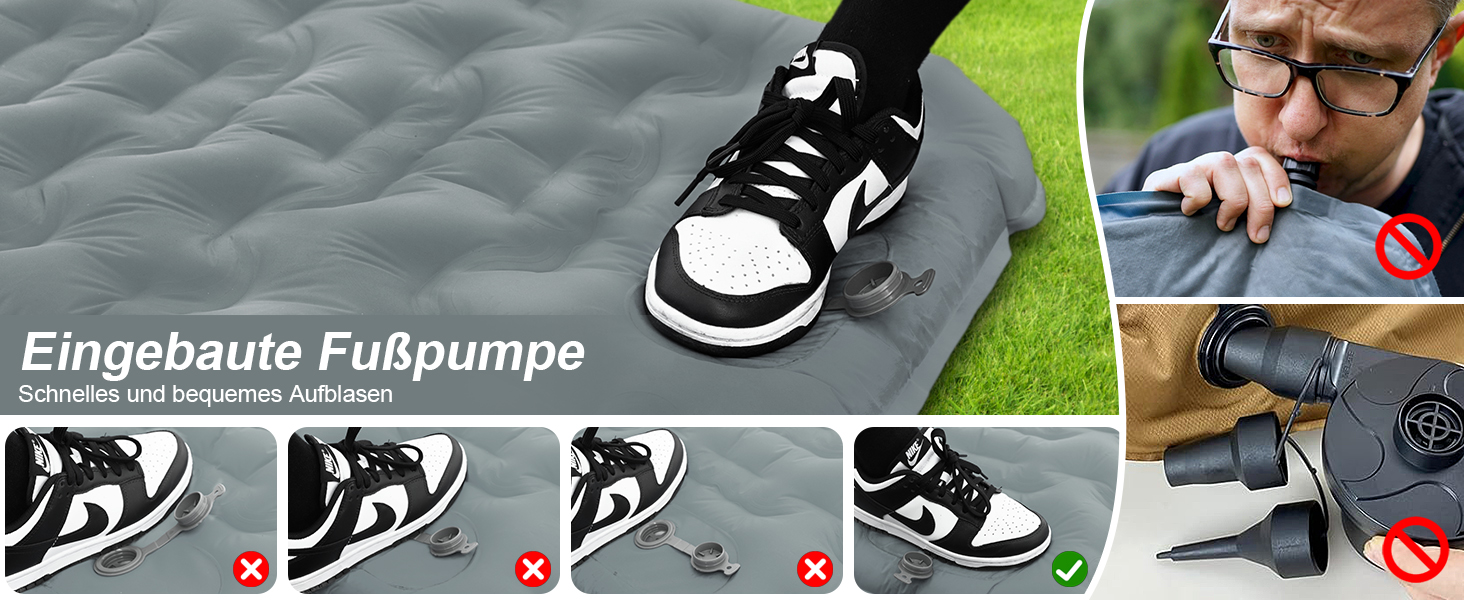 Ізомат FTSMTK самонадувна з помпою, 12 см товщина, для кемпінгу, ультралегка, компактна, надувна, спальний килимок для відпочинку на природі сірого кольору