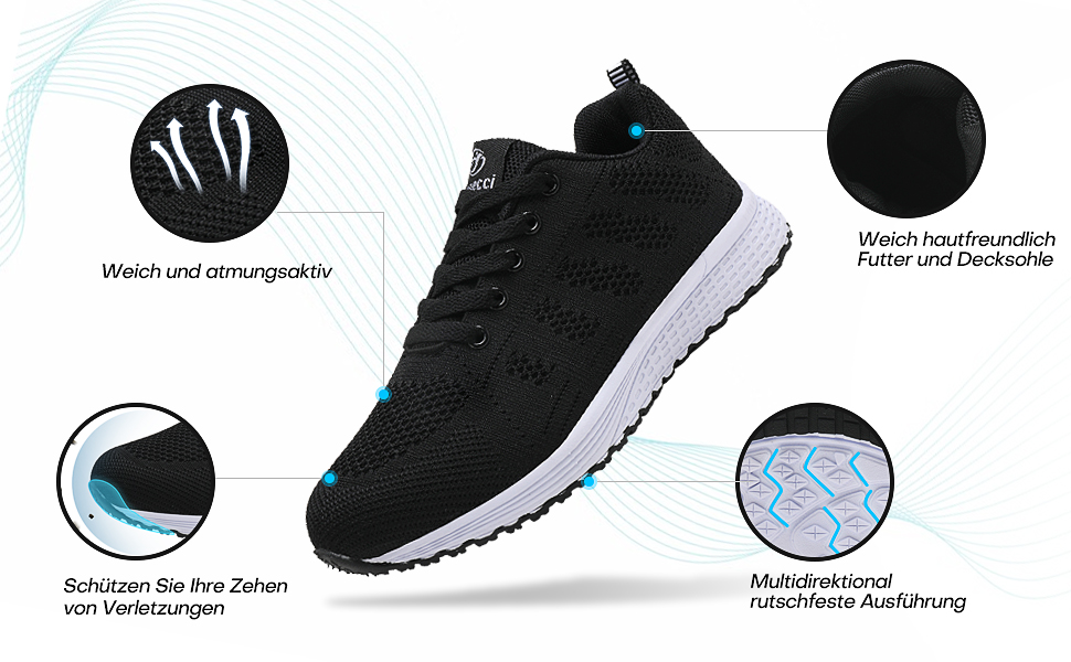 Жіночі кросівки з повітряною подушкою для залу та вулиці. Зручні спортивні кросівки на шнурівці, дихаючі, розміри 35-44 EU, колір: темно-синій (Navy Blue)