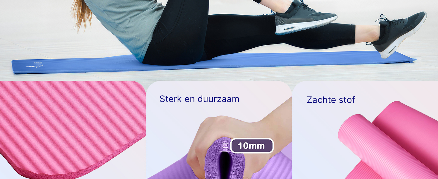 ROMIX Килимок для йоги, 15 мм, з антиковзаючою поверхнею, з сумкою та ременем, для фітнесу, пілатесу, медитації, червоний