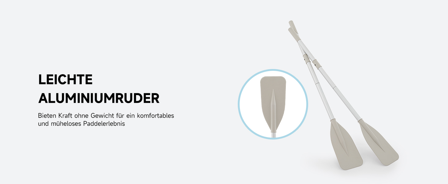 Надувне човен Dartmoor для 2 дорослих: сірий човен з алюмінієвим дном, веслами та насосом (230x130x33 см)