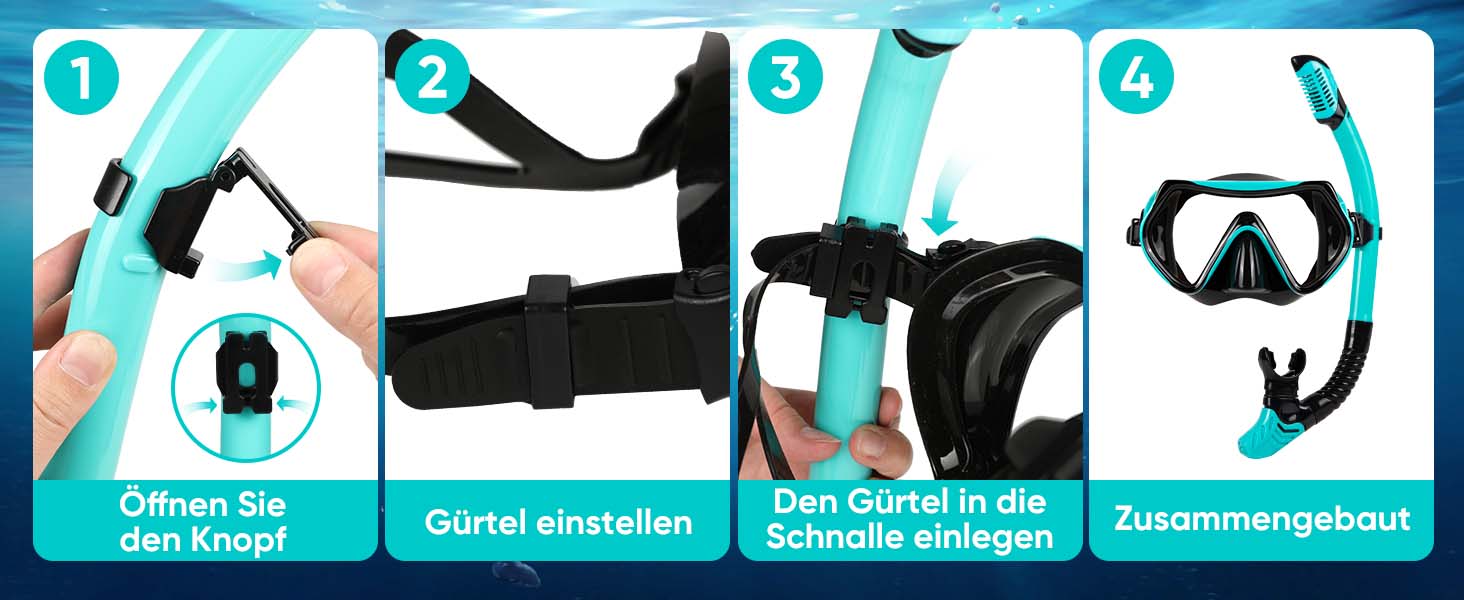 Набір для снорклінгу дорослих, сухий, з маскою та трубочкою, антизапітніння, 180° панорама, для жінок та чоловіків, плавання, відпочинок на пляжі