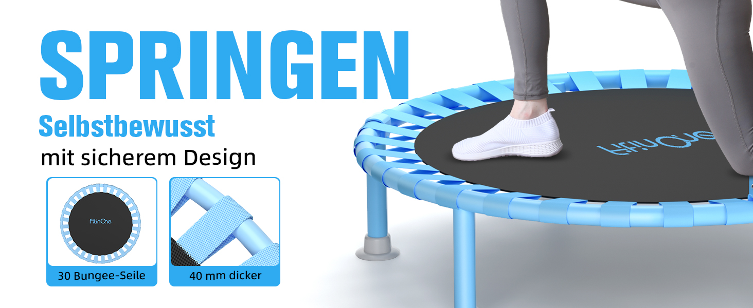 Міні-трамплін FitinOne 102 см для дому та фітнесу, 200 кг, з пружинами та регульованим руків'ям
