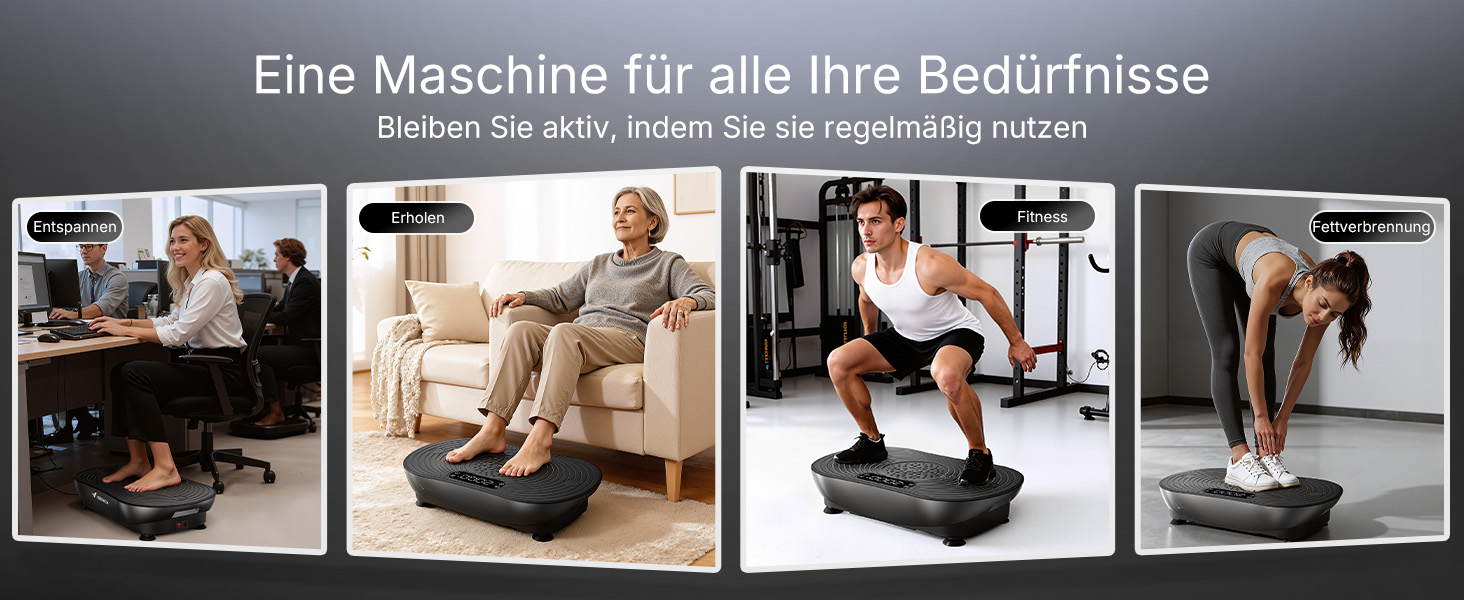 Вібраційна платформа MERACH для тренувань та формування тіла, 99 рівнів швидкості, Bluetooth, LED-дисплей, еластичні ремені, чорний