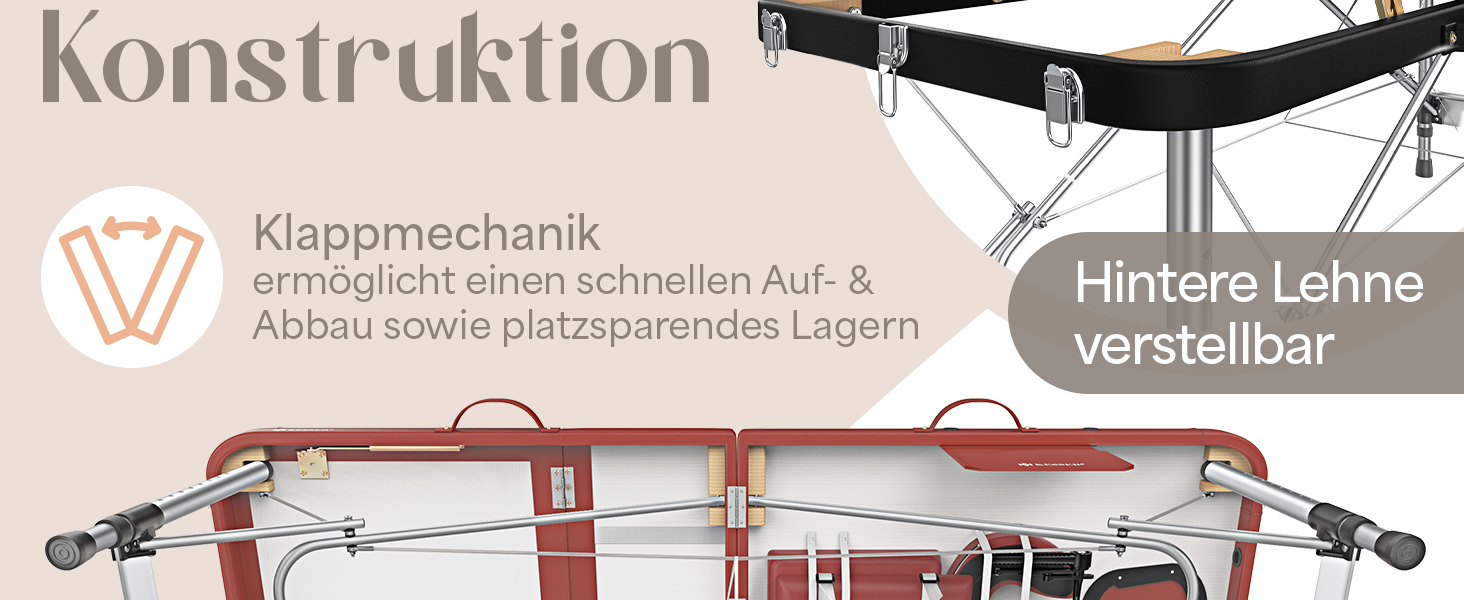 Масажне ліжко KESSER® з 3 зонами, до 250 кг, складне, регульоване, з аксесуарами (підголовник, підлокітники, сумка), антиковзне покриття, бежеве