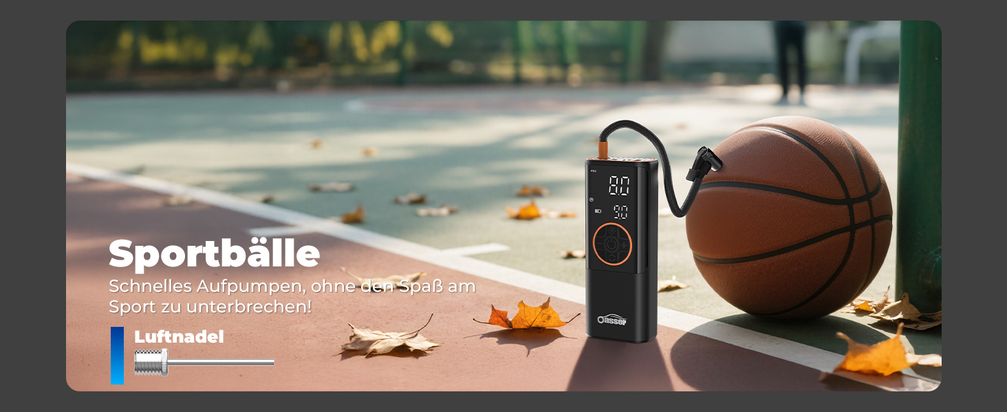 Електричний компресор Oasser з акумулятором 6000mAh, 150 PSI, з двома дисплеями, для авто, мото, велосипеда, м'ячів, подорожей та кемпінгу