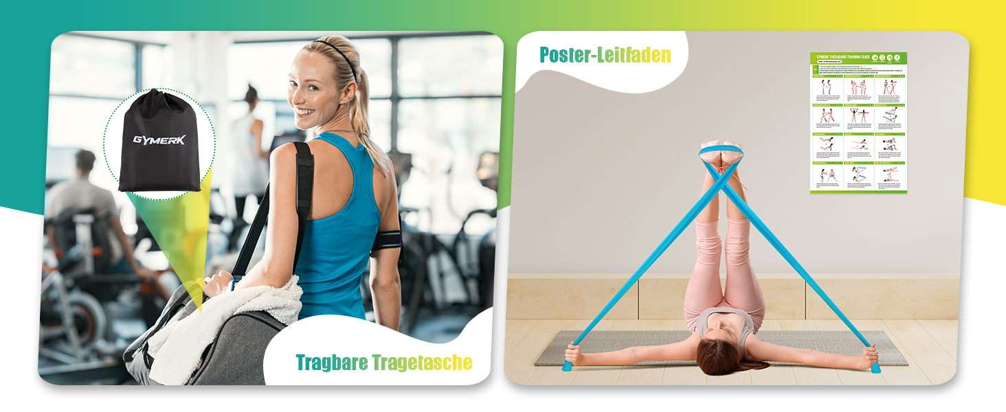 Набір фітнес-резинки 4 шт. (1.8M/2M), 4 рівні опору, постер з вправами, сумка для перенесення, інструкція, ідеально для йоги, пілатесу, м'язового тренування. Кольори: жовтий, червоний, зелений, синій (градієнт синього, 2.0 м)