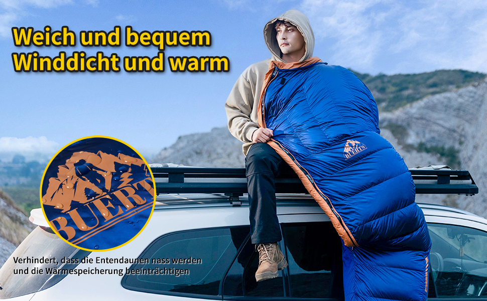Спальний мішок зимовий Buerts, для температур від 0 до -24°C. Ultraleichter Mumien-Schлаfsack, чорний, для дорослих та підлітків, кемпінг, походи, трекінг.