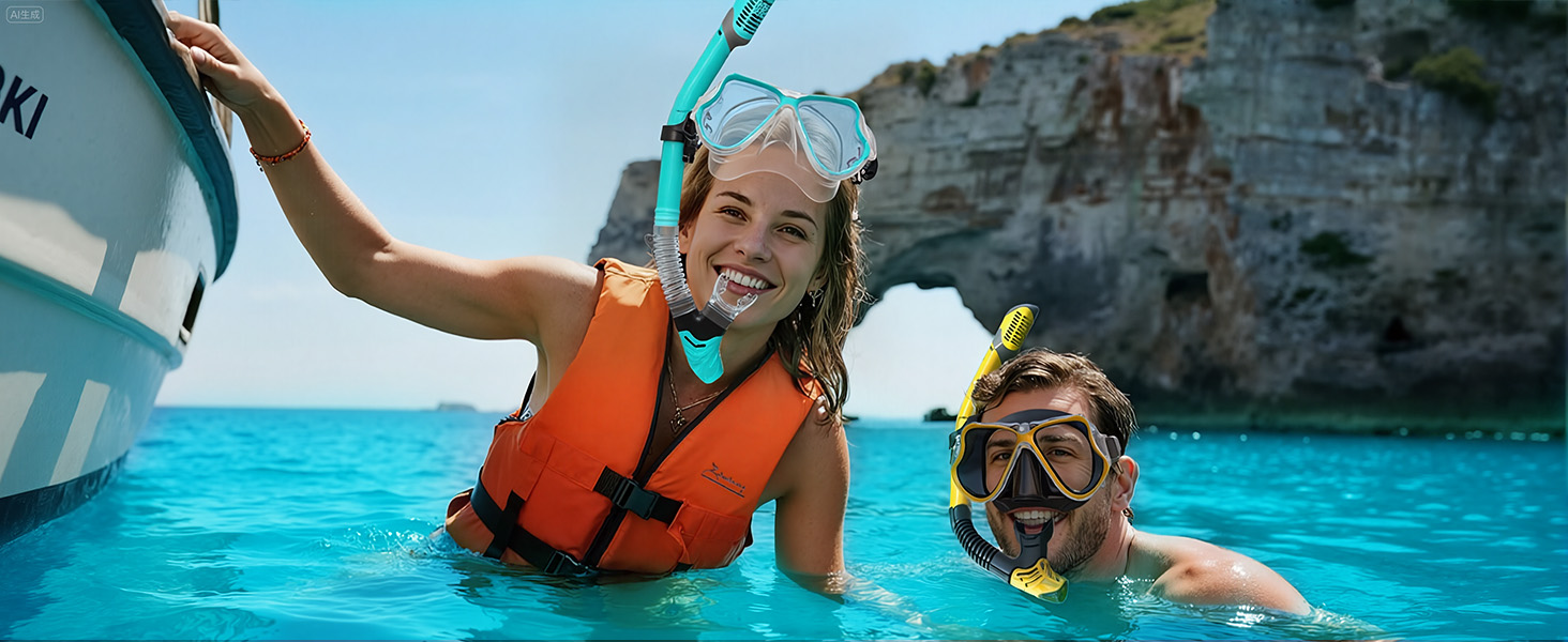 Набір для снорклінгу Zenoplige для дорослих: маска, трубка та ласти. Чорний з зеленим (2023) S/M