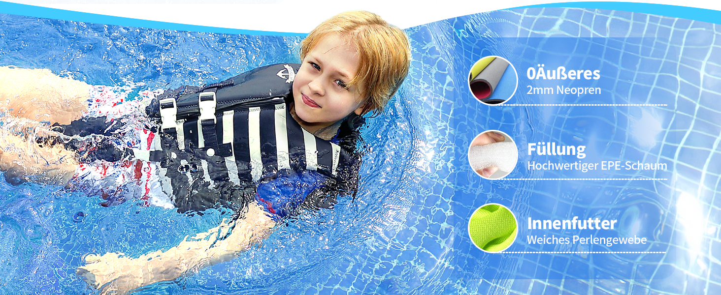 Дитяча жилетка для плавання PROTAURI Neopren, 2-9 років, 50N, блакитна