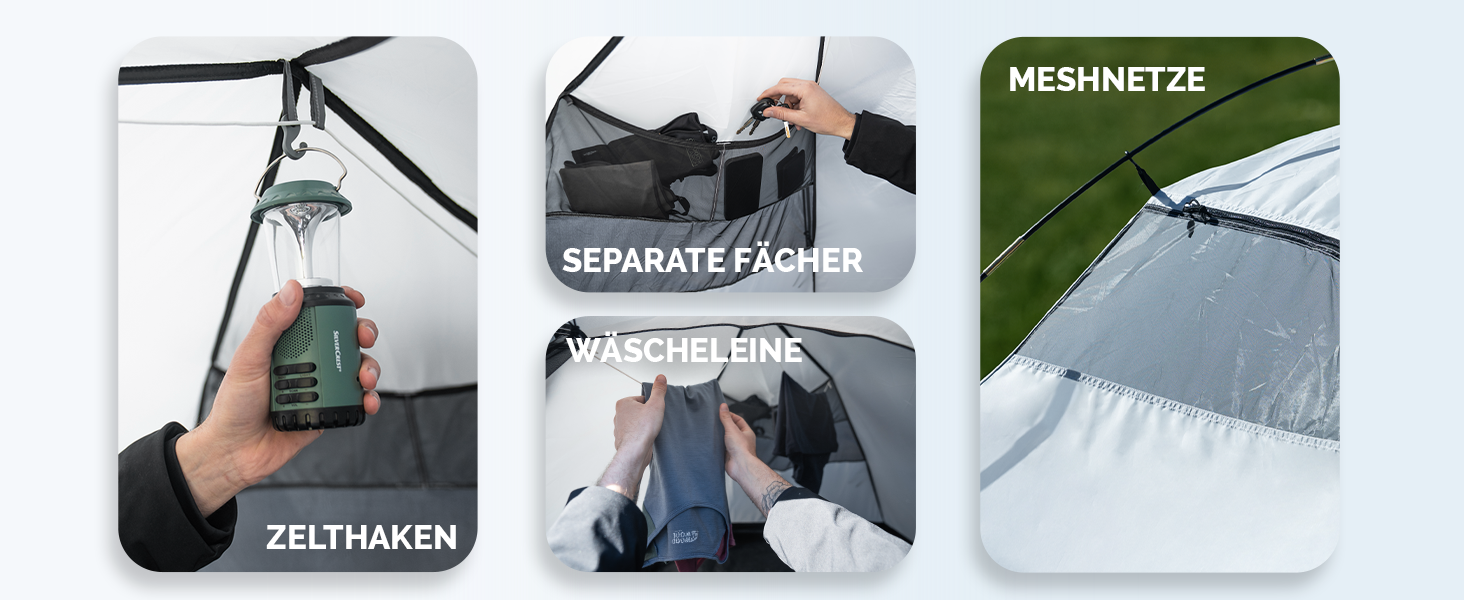 Намет MONTARAY для 2 або 4 особи: двостінний, з захистом від комарів, швидкий монтаж, водонепроникний, вітростійкий, дихаючий, легкий, компактний, з сумкою. Ідеально для кемпінгу та фестивалів (сірий)