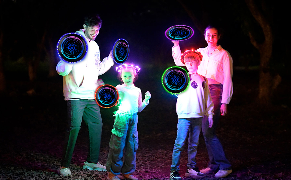 Фрісбі світне LED Ultimate Frisbee для дітей та дорослих, м'який диск з 49 LED-ліхтариками, блакитний
