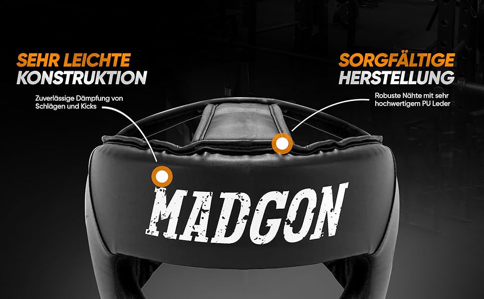 Захист голови MADGON Premium, боксерський шолом з ідеальним зором та максимальним захистом, захисний щиток для обличчя M чорний/чорний