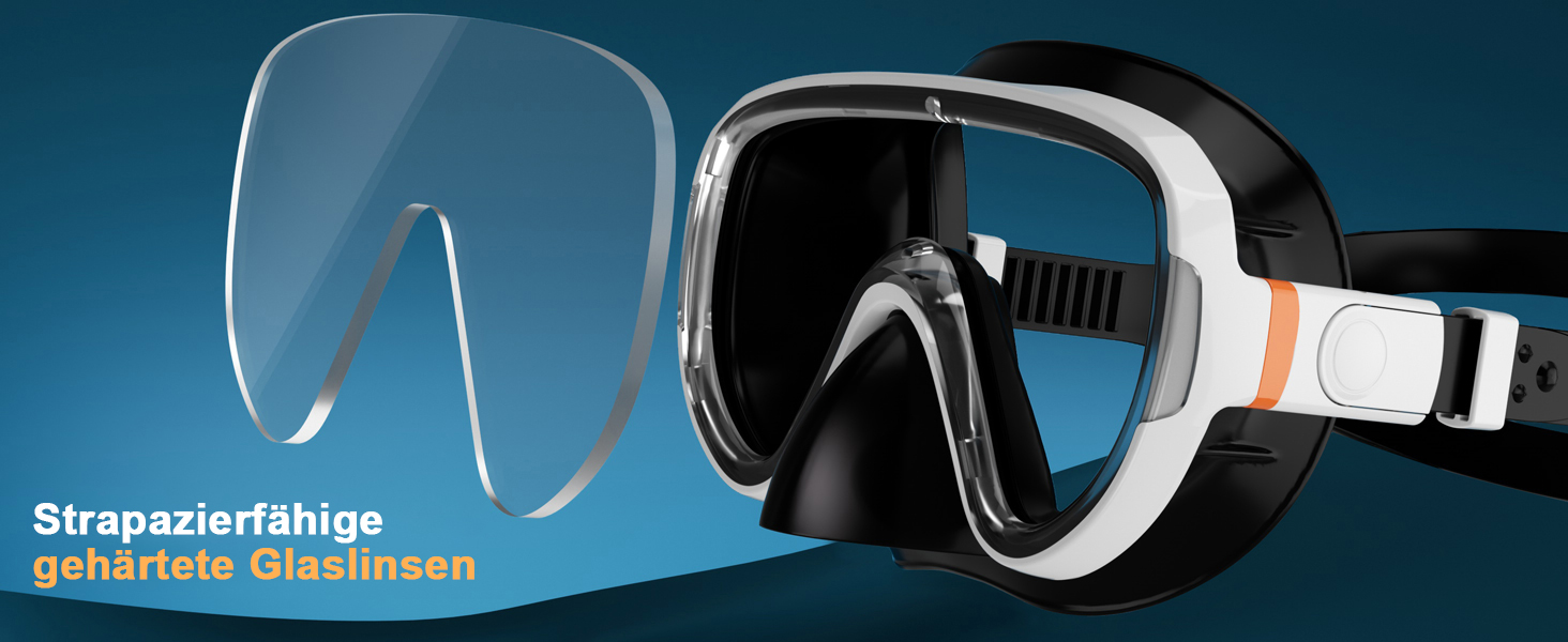 Набір для снорклінгу G2RISE для дорослих: маска та трубка для плавання, дайвінгу та снорклінгу. Зручна маска з загартованими лінзами та регульованою застібкою. Біло-помаранчевий колір.