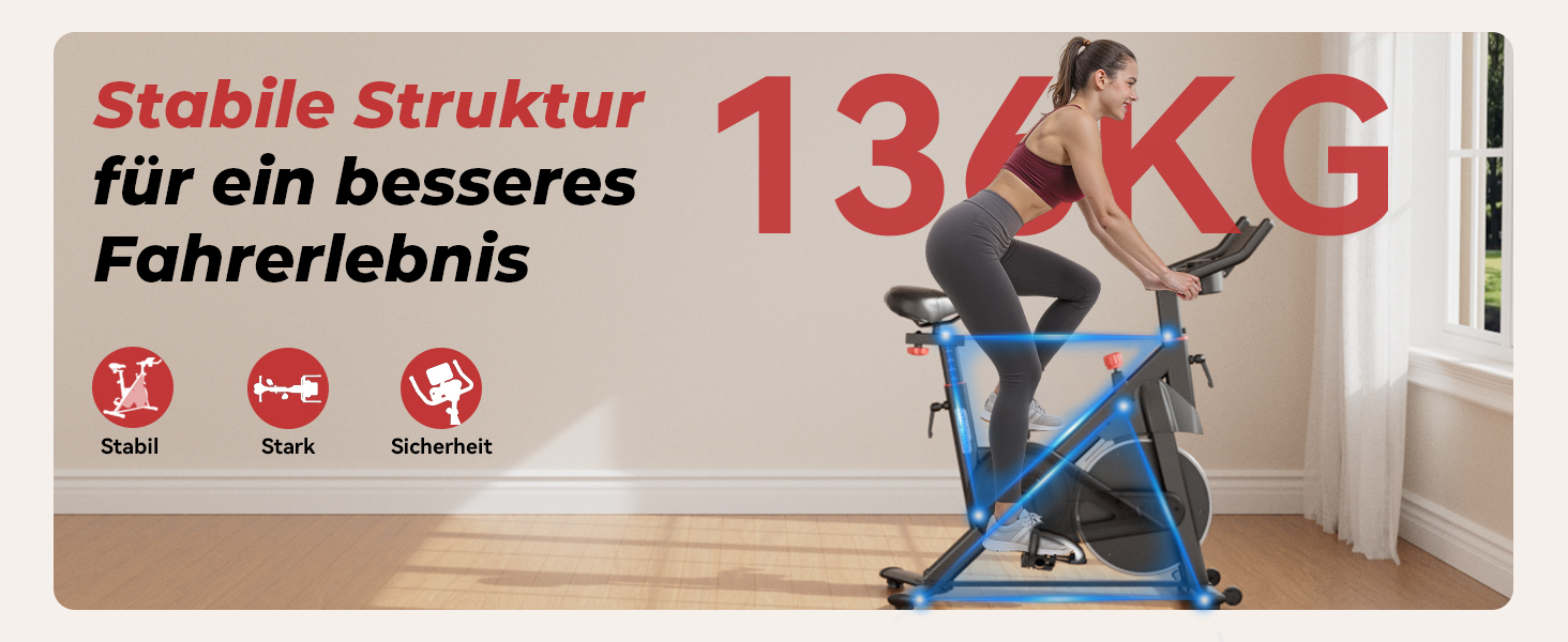 Велотренажер для дому Superun з APP, магнітний опір, 15 кг маховик, ультратихий, чорний