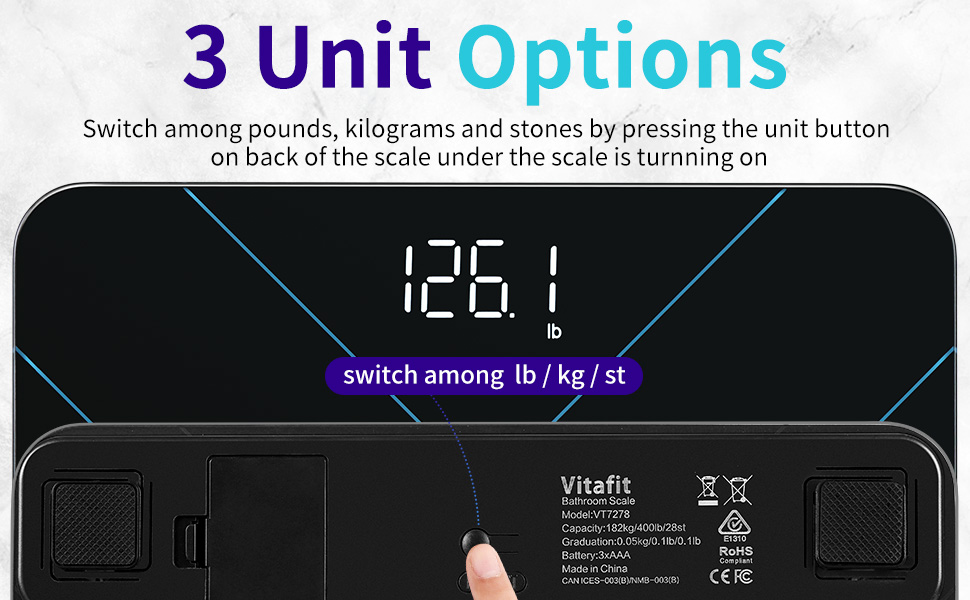 Ваги Vitafit Digital - персональні ваги з вимірюванням ваги та ІМТ, смарт-ваги з підключенням Bluetooth, неслизька платформа, чорного кольору