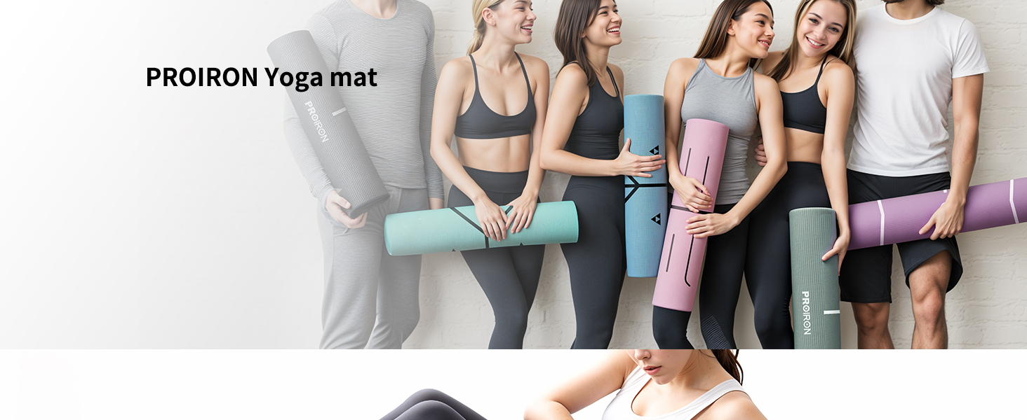 Йога мат PROIRON, неслизька, з розміткою, для йоги, фітнесу та спорту, блакитна