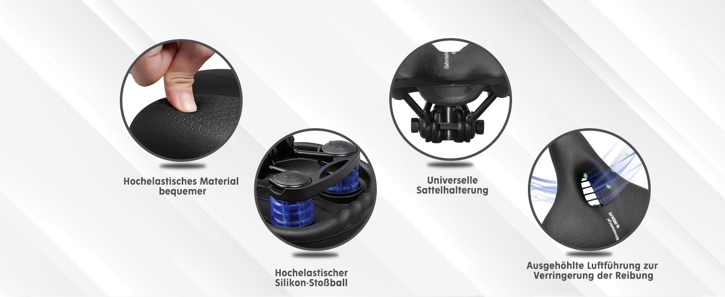 Велосипедне сідло Cloud Comfort Pro Max - Комфортне катання без болю. М'яке сідло з піною Memory, червоною смугою, для міських велосипедів, гірських велосипедів, універсальне, преміум-якість.