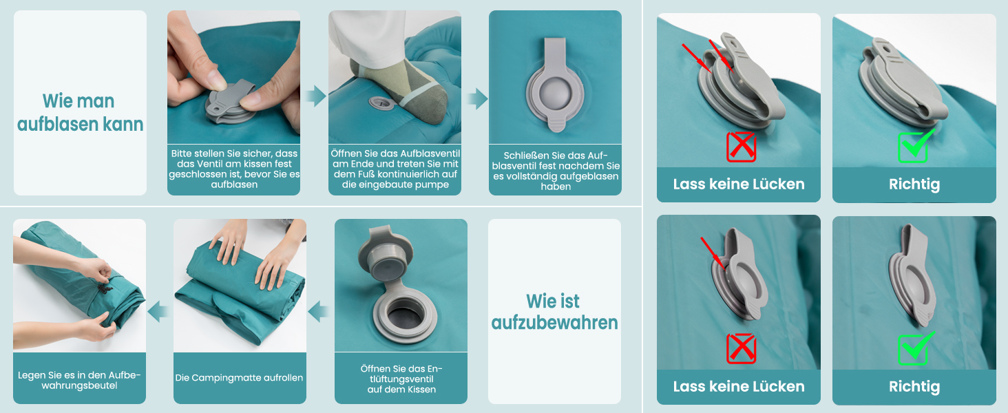 Килимок для кемпінгу Satisure Isomatte: самонадувний, водонепроникний, ультралегкий, з насосом для ніг, односпальний