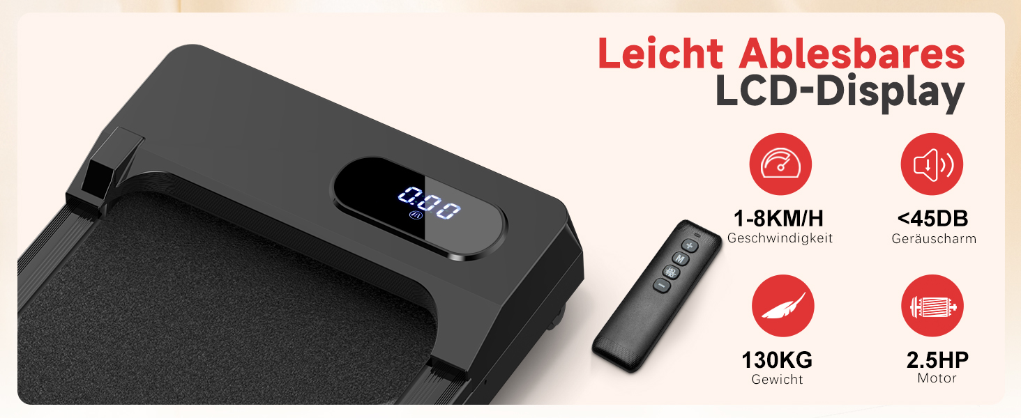 Walking Pad для дому HomeFitnessCode: електричний біговий килимок з нахилом, 1-8 км/год, чорний глянцевий