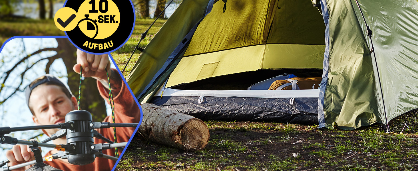 Намет Lumaland Outdoor Kuppelzelt - 2-3 особи, 215x195x120 см, зелений. Ідеальний для кемпінгу, подорожей, фестивалів та трекінгу