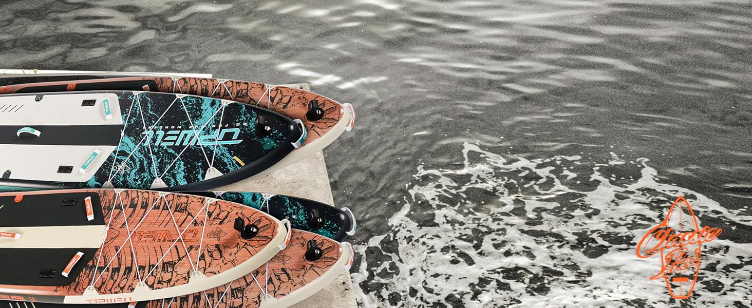 Надувний SUP Борд UPWELL Jurassic Plus: Комплект для веслування на SUP з сидінням та тримачем для камери, 204 кг, для 2 осіб