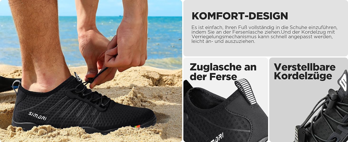 Водні черевики SIMARI WP001 для жінок та чоловіків, швидковисихаючі, для плавання, дайвінгу, серфінгу, йоги та відпочинку на природі. Розміри: 42 EU (216 Lila, 209 Gray Stripe)