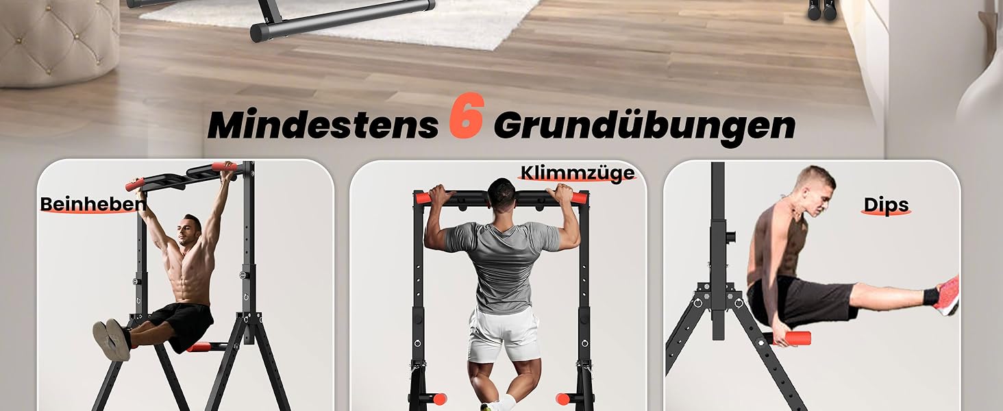 Спортивний комплекс Klimmzugstange Freistehend: турнік, бруси для віджимань, розкладна штанга для підтягувань, тренажер для дому, силові тренування, фітнес-обладнання (чорний, багатофункціональний)