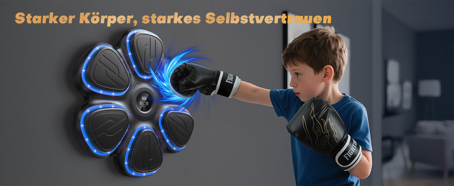 Музична боксерська машина BESSERITE з підсвіткою та рукавичками, для дорослих та підлітків