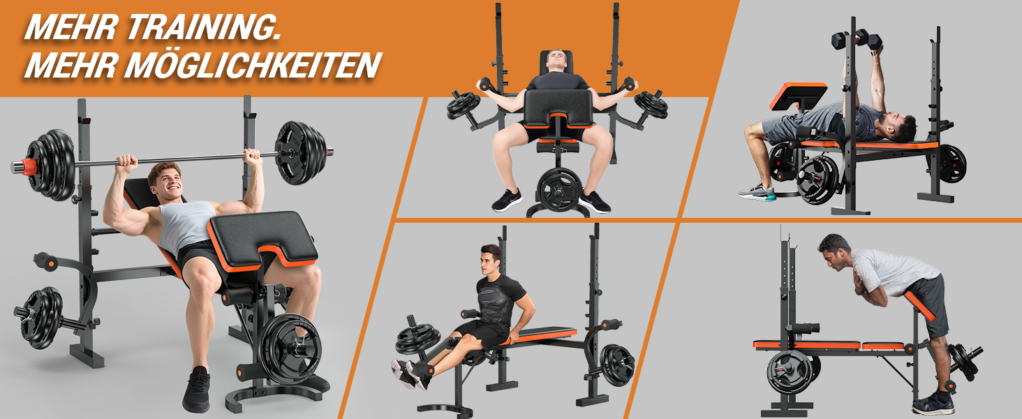Регульована лава для тренажерів XDDIAS 6-в-1: жимовая, для присідань, з пулом для згинання рук та тренажером для ніг. Макс. вага: 350 кг. Оновлена версія