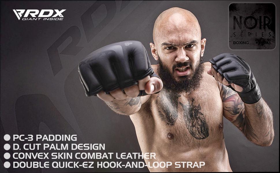 Рукавички RDX MMA M, Maya Hide Leather, м'які, матові чорні