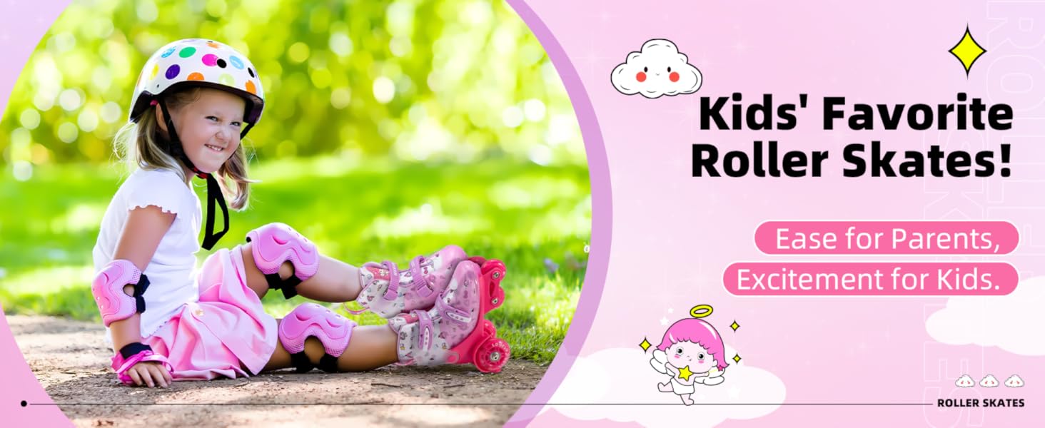 Дитячі ролики для дівчаток, 4 розміри, регульовані, безпечні, дихаюче покриття, легкі