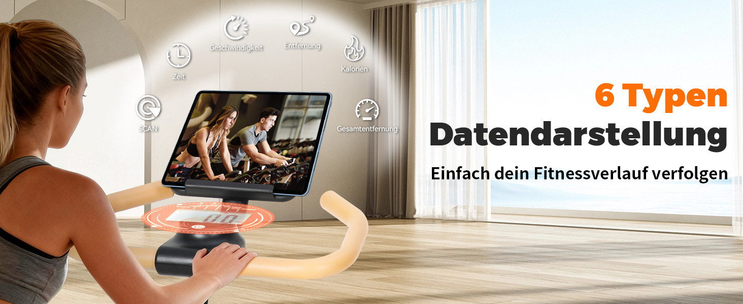 ISE Hometrainer: велотренажер з регульованим магнітним опором, LED-монітором та тримачем для планшета. Макс. вантажність: 130 кг