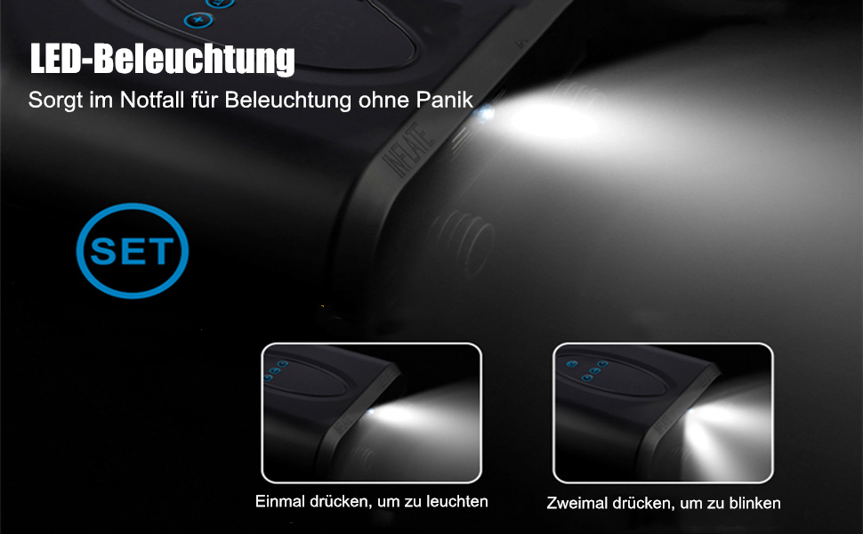 Електричний насос для SUP дошки, 20 PSI, бездротовий, 12000mAh, з двоступеневим надуванням/спусканням, автовимкнення, SOS, ліхтарик, чорний