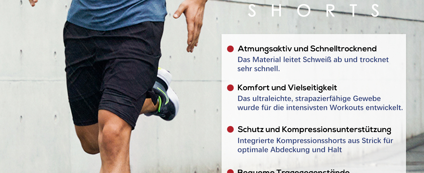 Шорти чоловічі HOPLYNN 2-в-1 літні, швидковисихаючі, для бігу та фітнесу, чорні