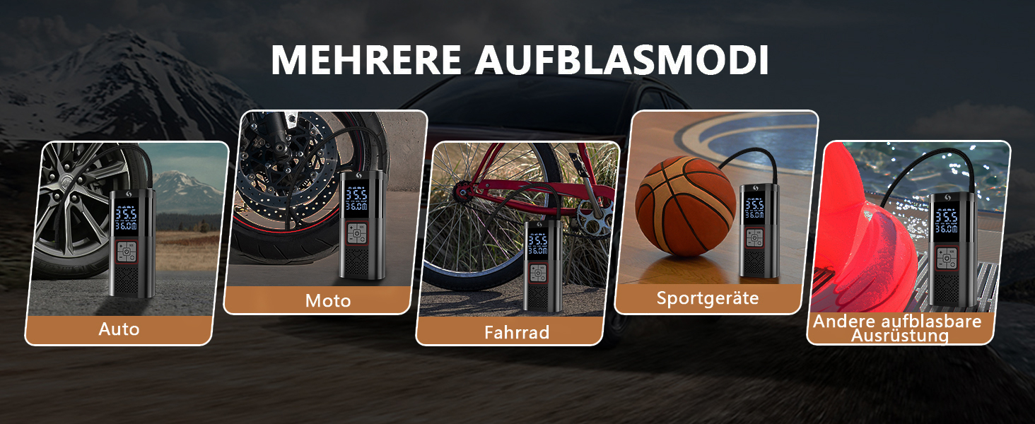 Електричний повітряний насос SERVOMASTER з манометром, 150PSI, LED, для авто, мото, велосипеда та м'ячів (чорно-червоний)