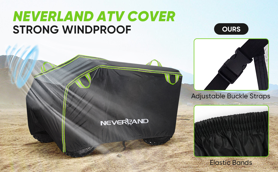 Водонепроникний чохол для квадроцикла NEVERLAND, XXXL (256x110x120 см), зелено-чорний, для Polaris, Yamaha, Honda, Coleman