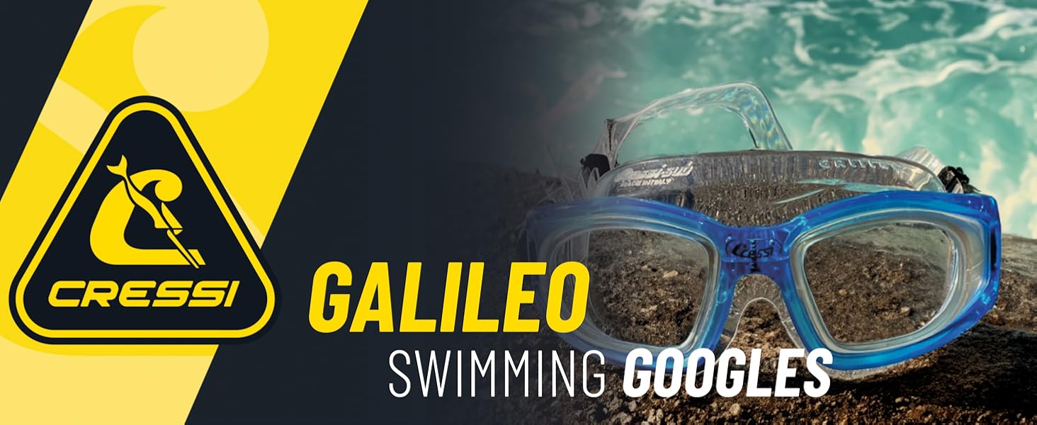 Окуляри для плавання Cressi Galileo з загартованим склом, універсальний розмір, аква