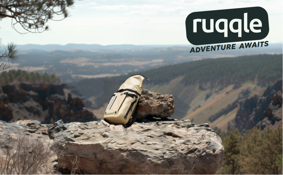 Водонепроникний рюкзак Ruqqle 45 л, RollTop, 3 зовнішні кишені, для пляжу, човнів, каяків, подорожей, кемпінгу, риболовлі та мотоциклів (Блакитний)