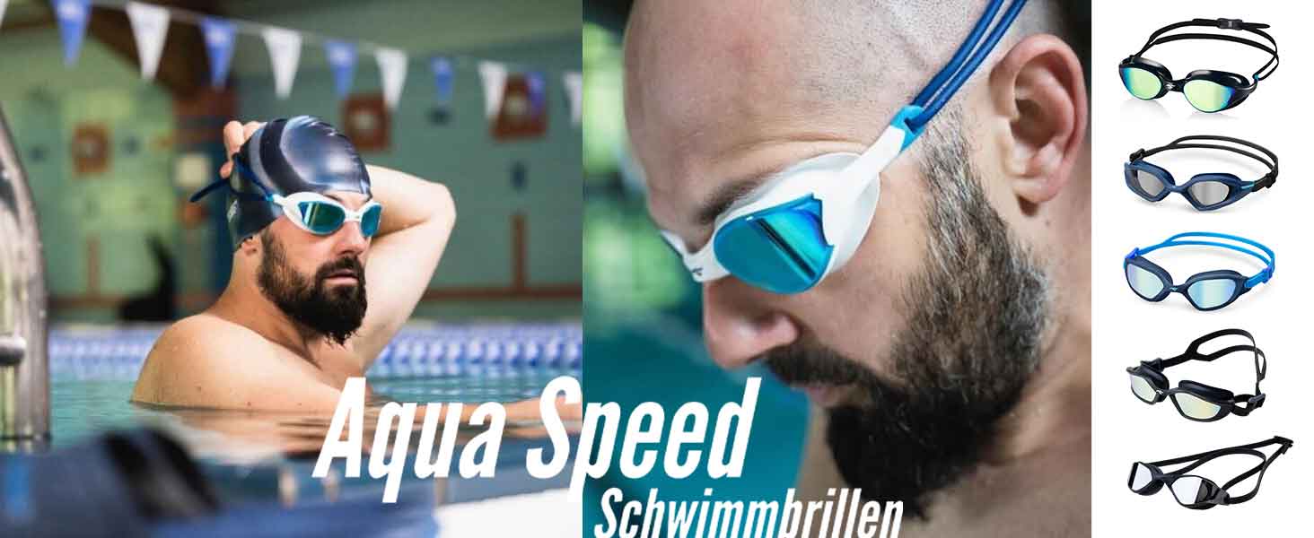 Окуляри для плавання Aqua Speed Riptide 10 для дорослих, дзеркальні, антифог, UV-захист, силіконова стрічка, ультрашвидке кріплення, мікрофіброва серветка, сині