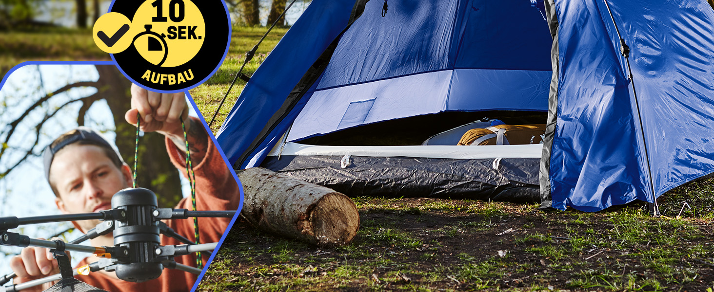 Намет Lumaland Outdoor Pop Up Kuppelzelt для кемпінгу, подорожей та фестивалів (2-3 особи), сірий