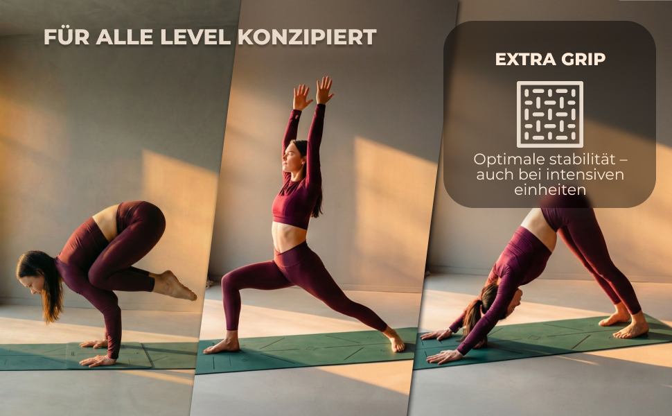 Преміум набір для йоги STAASH: килимок з PU та натурального каучуку (4,5 мм), рушник, ремінь та колінна подушка, протиковзкий, подовжений, колір Tiefsee Blau