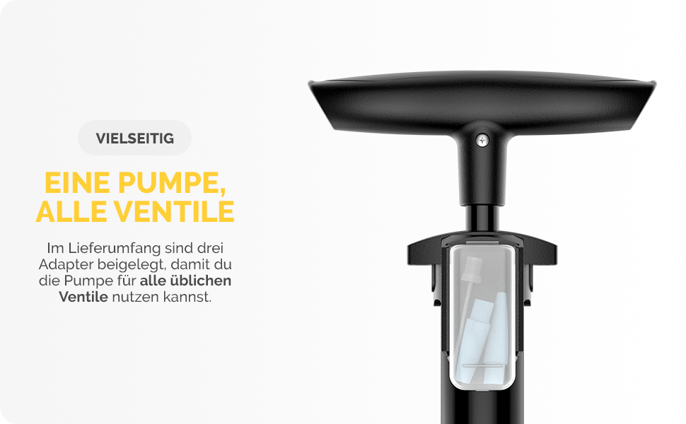 Насос для велосипеда DANSI Stand-Fahrradpumpe - універсальний з манометром та адаптерами | Підходить для мотоцикла, електровелосипеда, авто та спортивного інвентарю