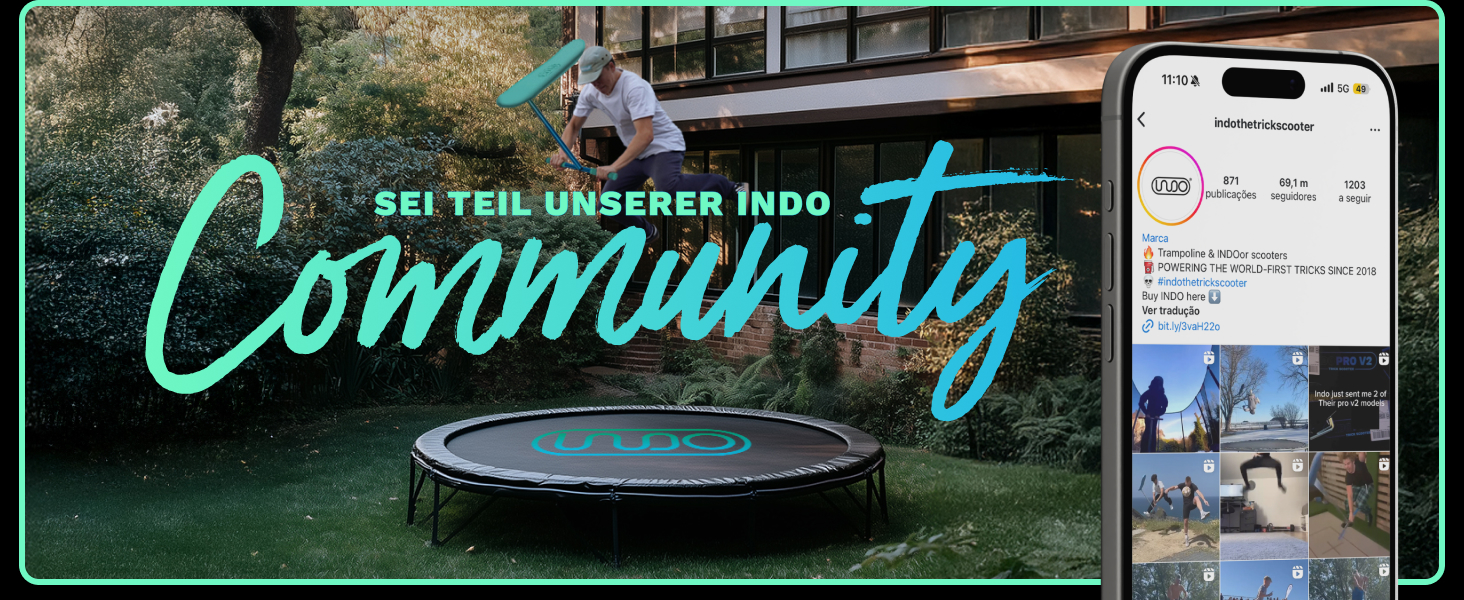 Трюковий самокат Indo Trick Scooter для підлітків, дітей та дорослих - для вулиці та приміщення (Neon, 6-15 років)
