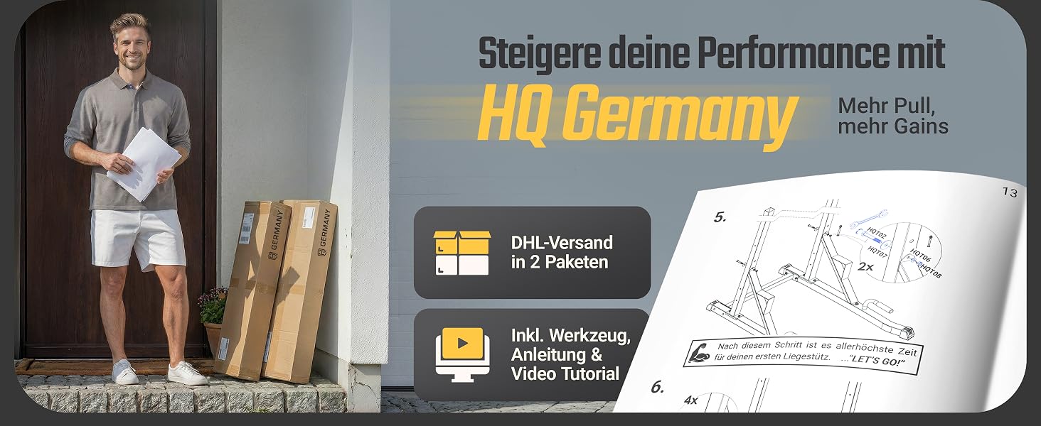 Багатофункціональна турнікова станція HQ Germany Power Tower 8-в-1 з регулюванням висоти, посиленими ручками та підніжками для вправ вдома