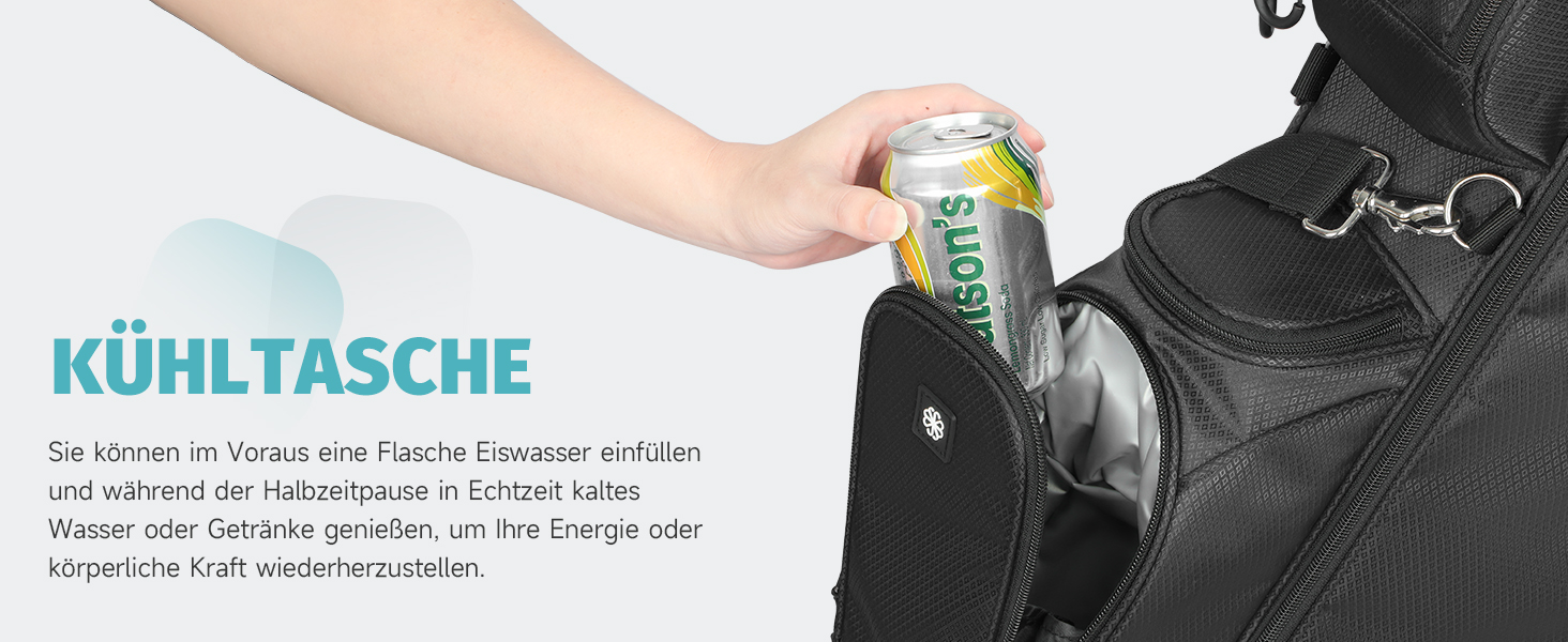 Сумка для гольфу Findway, легка та портативна, з підставкою, 3 відділення, регульований плечовий ремінь, 5 кишень, ручка, для чоловіків та жінок, блакитна