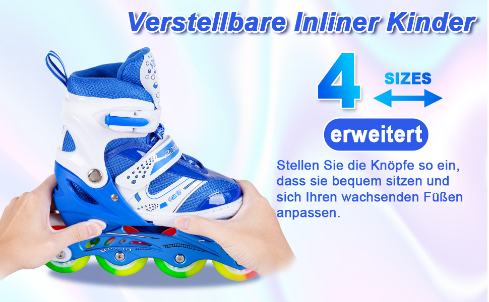 Дитячі ролики JIFAR Inliner Kinder з регульованим освітленням, розміри 30-33, 34-37, для хлопчиків та дівчаток, блакитні