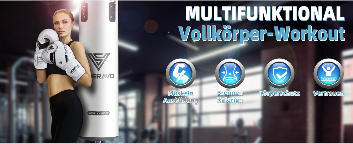 Боксерський мішок ASBRAVO для дорослих, 4 фути, PU, 12oz, комплект з рукавичками для MMA, муай-тай, кікбоксингу, тренувань вдома, бойових мистецтв (порожній), чорний